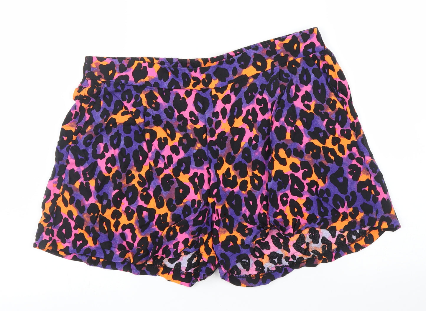 George Womens Purple Animal Print  Sweat Shorts Size 10 - Leopard print