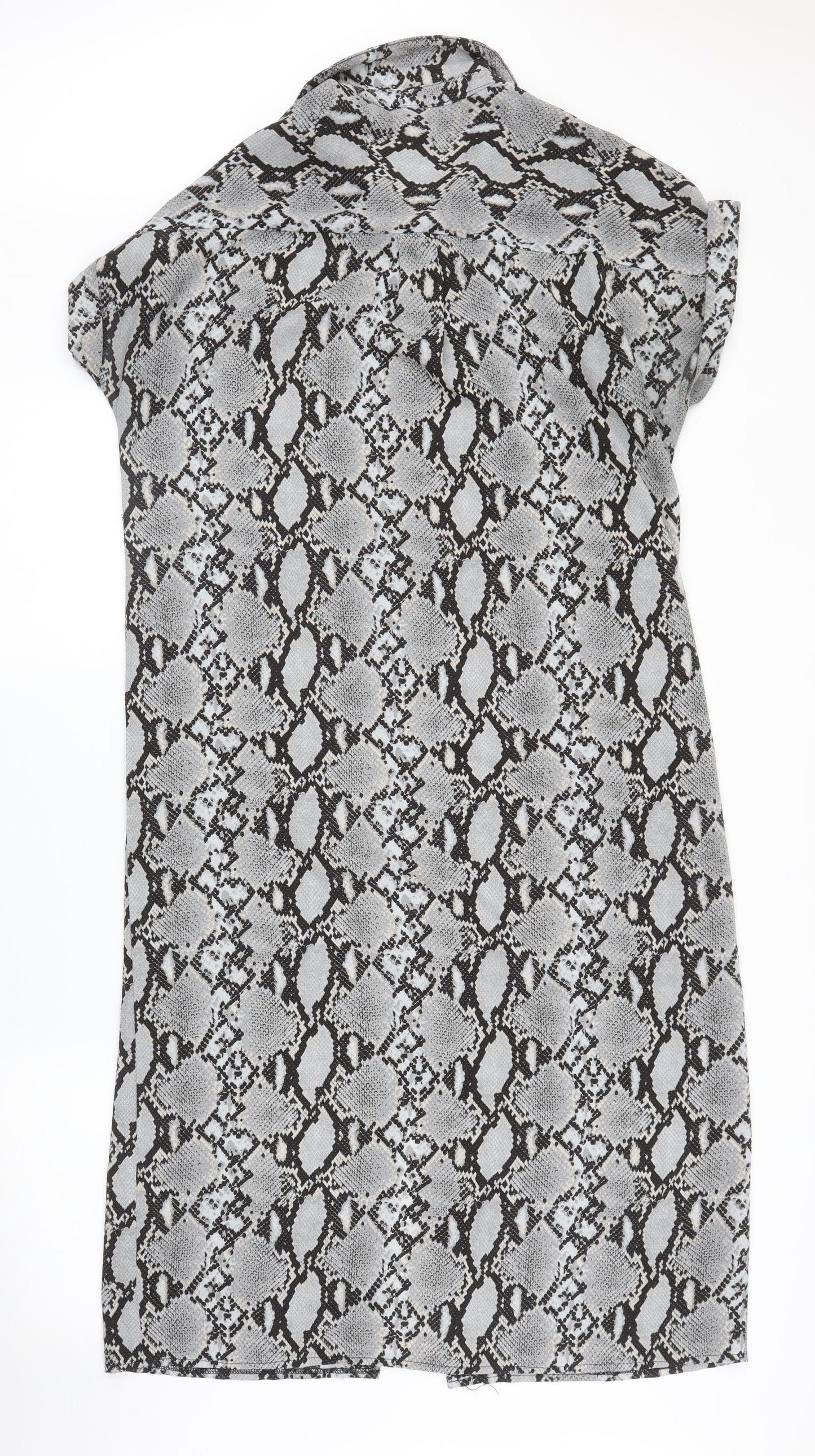 New Look Womens Grey Striped  Shirt Dress  Size 12  - Snake print