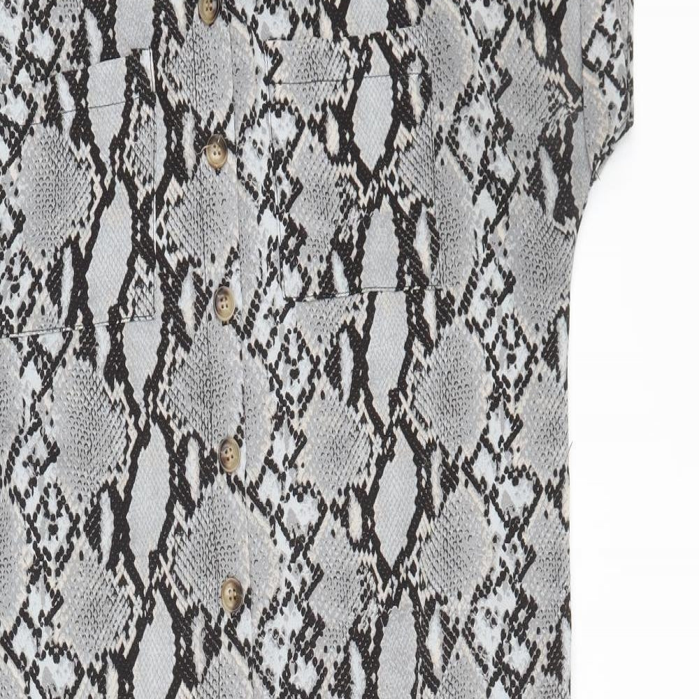 New Look Womens Grey Striped  Shirt Dress  Size 12  - Snake print