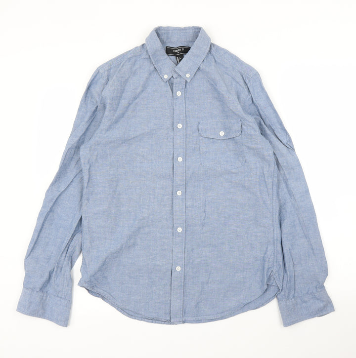 FOREVER 21 Mens Blue    Button-Up Size S