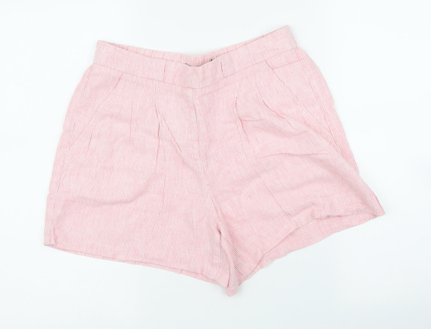 Preworn Womens Pink Striped  Paperbag Shorts Size M