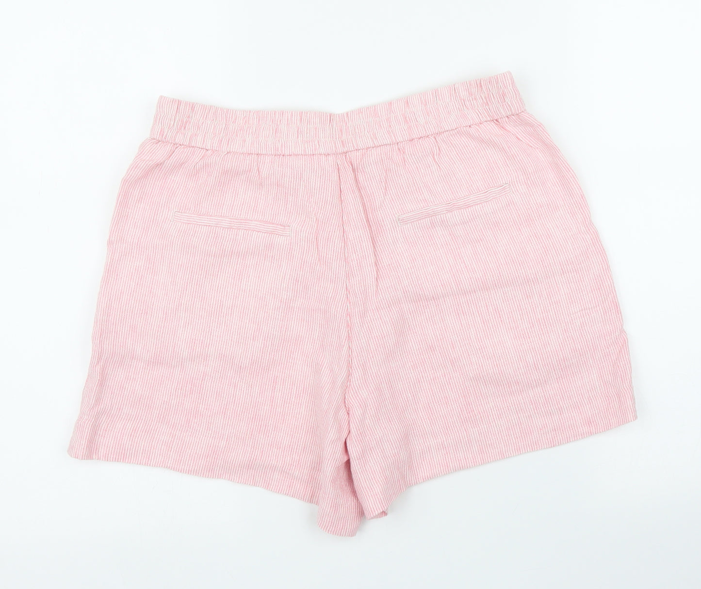 Preworn Womens Pink Striped  Paperbag Shorts Size M