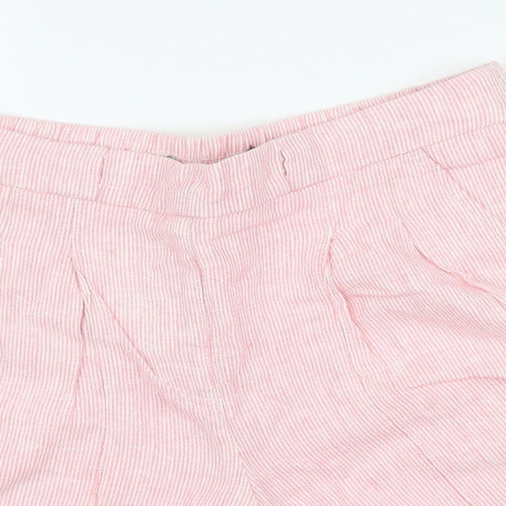 Preworn Womens Pink Striped  Paperbag Shorts Size M