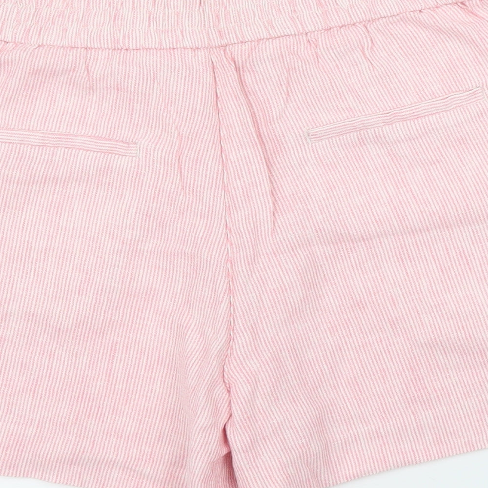 Preworn Womens Pink Striped  Paperbag Shorts Size M