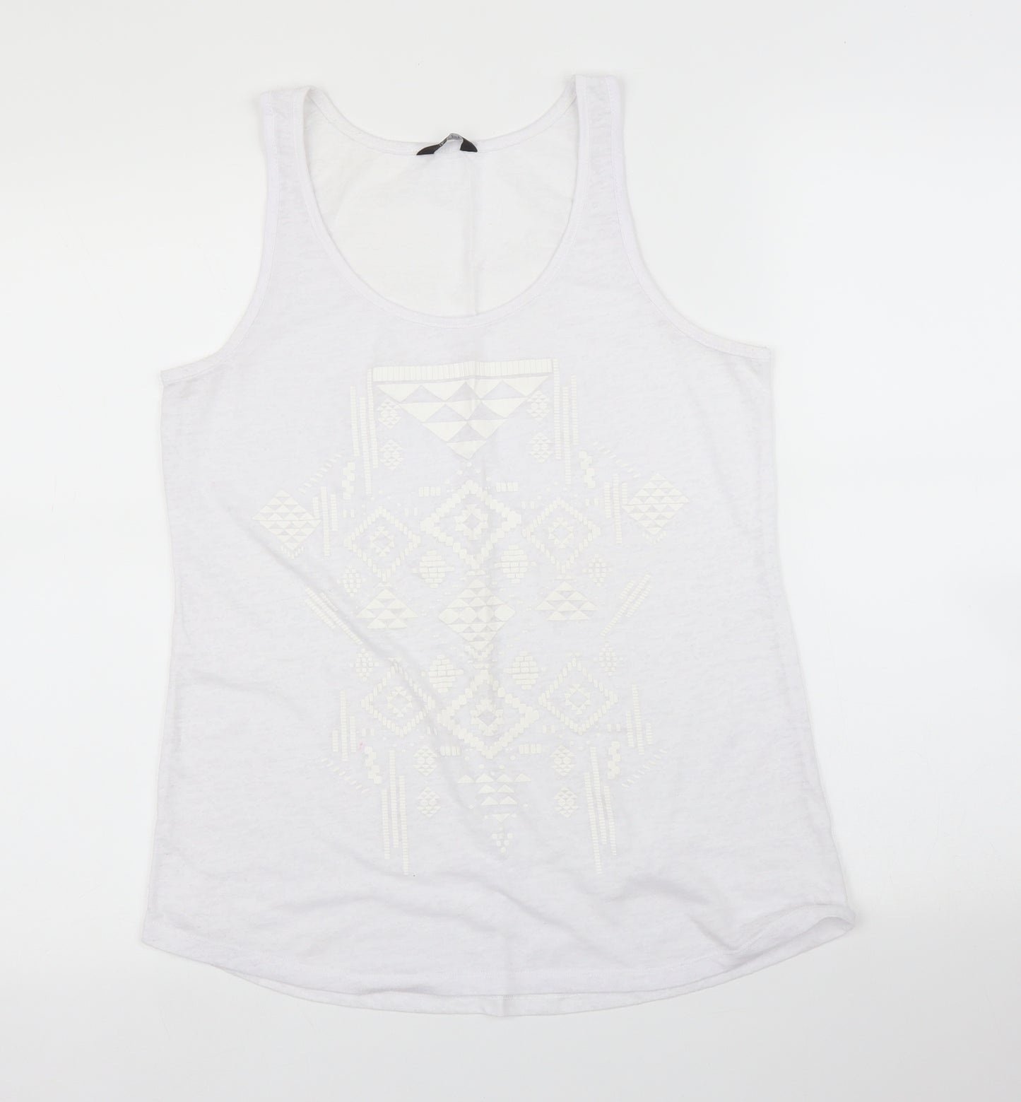 F&F Womens White Geometric  Basic Tank Size M