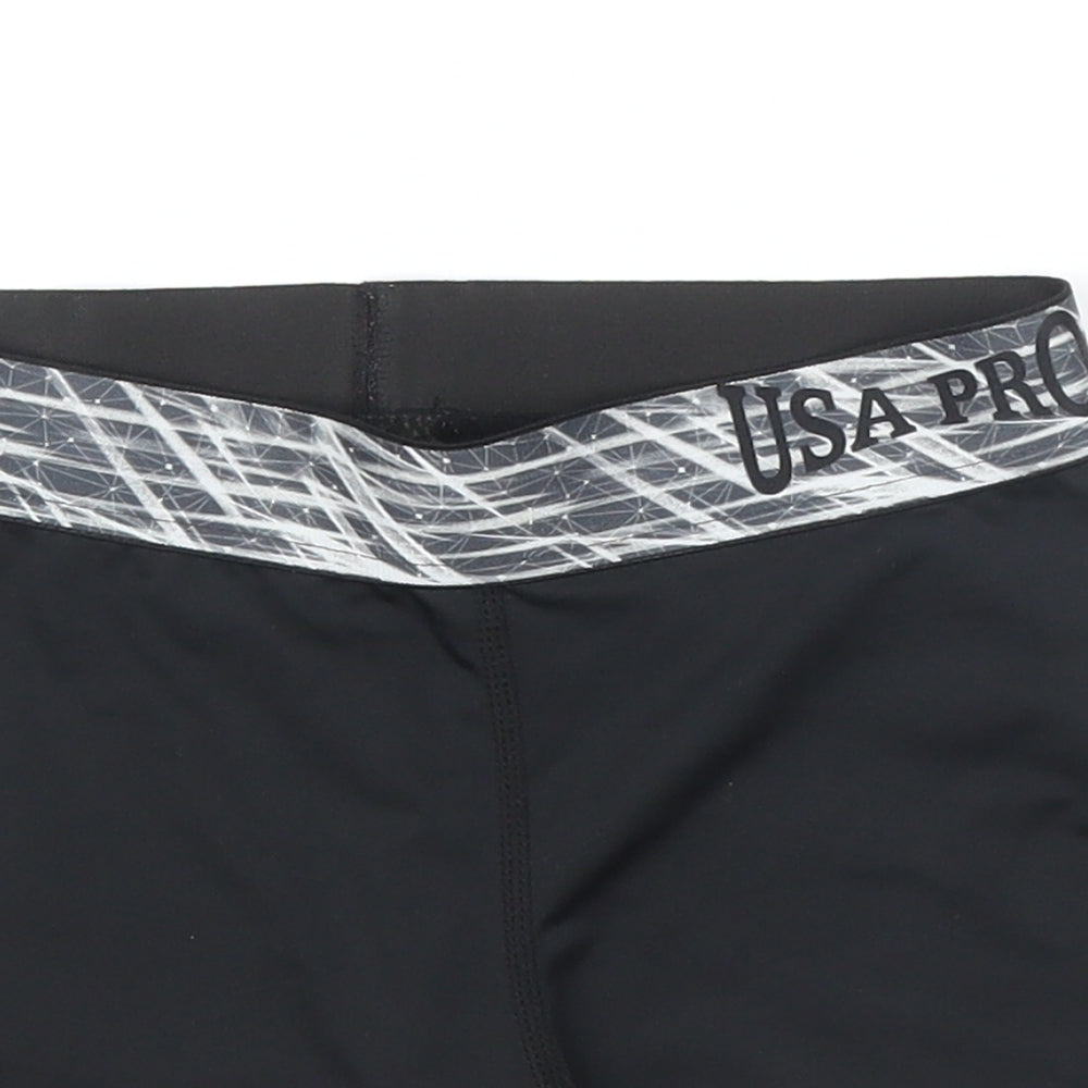 USA Pro Girls Black   Compression Shorts Size 9-10 Years