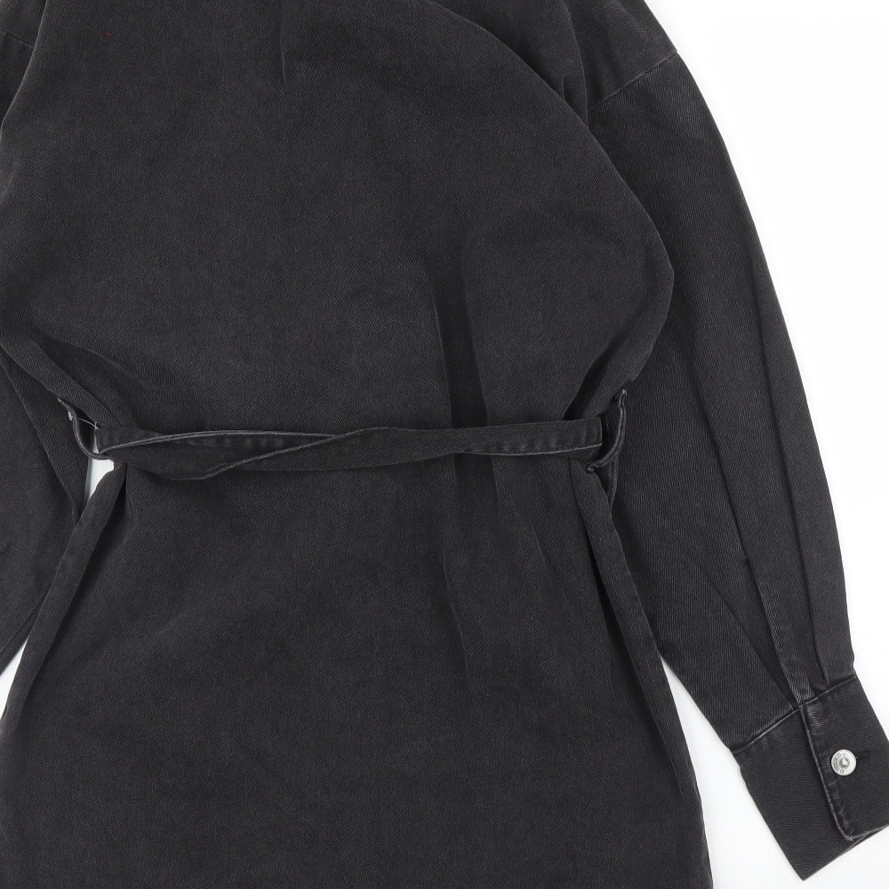 H&M Womens Black  Denim Tunic Blouse Size S