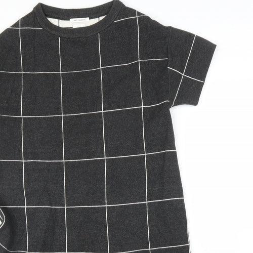 Fancy Collection Womens Grey Check  A-Line  Size L