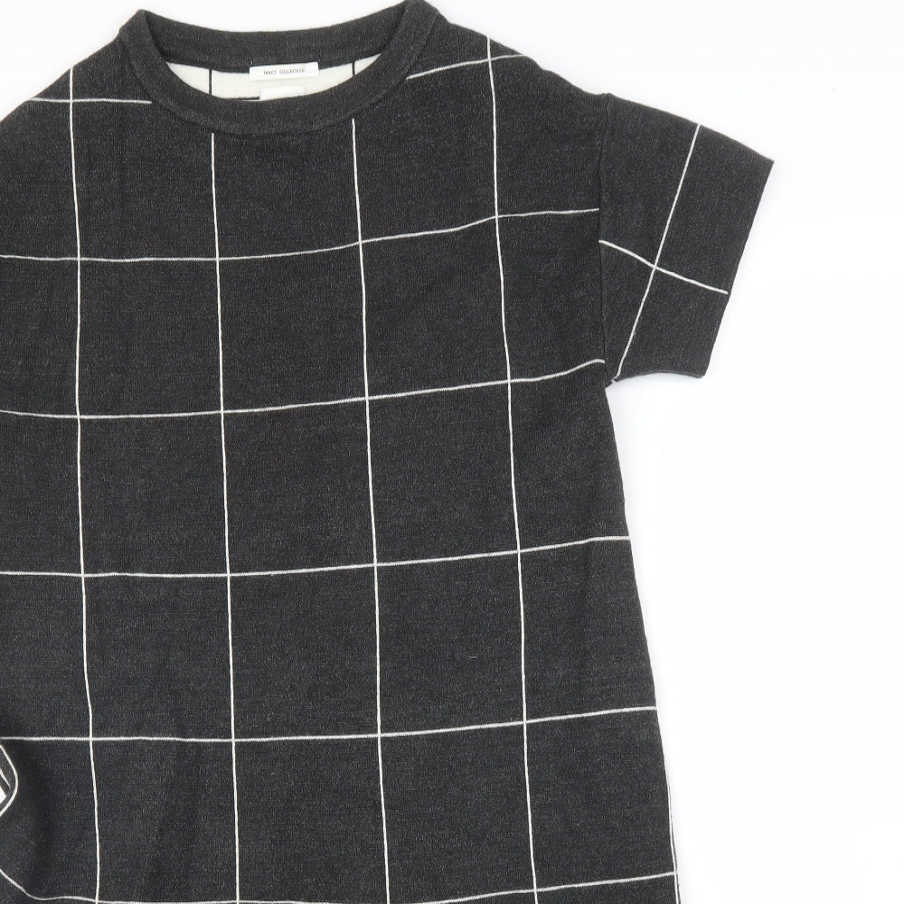 Fancy Collection Womens Grey Check  A-Line  Size L
