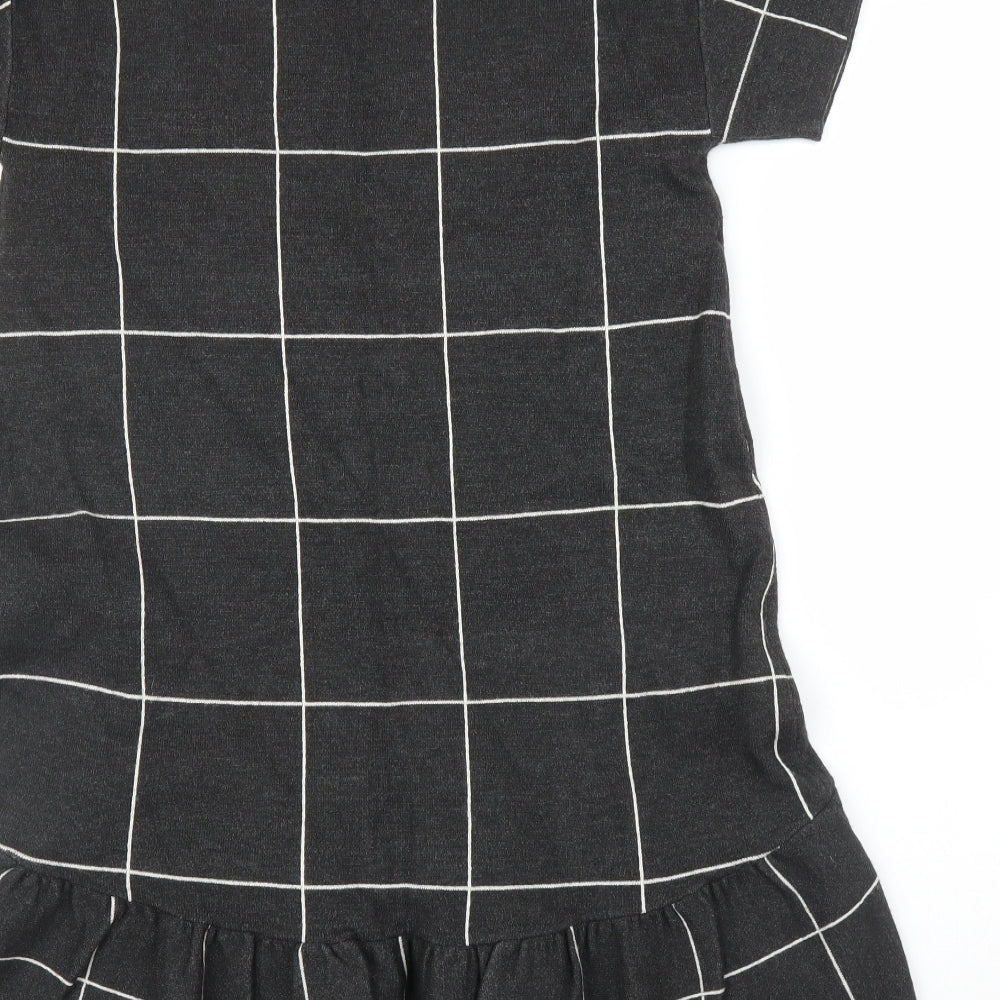 Fancy Collection Womens Grey Check  A-Line  Size L