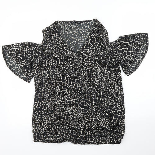 Capsule Womens Black Animal Print  Basic Blouse Size 12  - Giraffe print