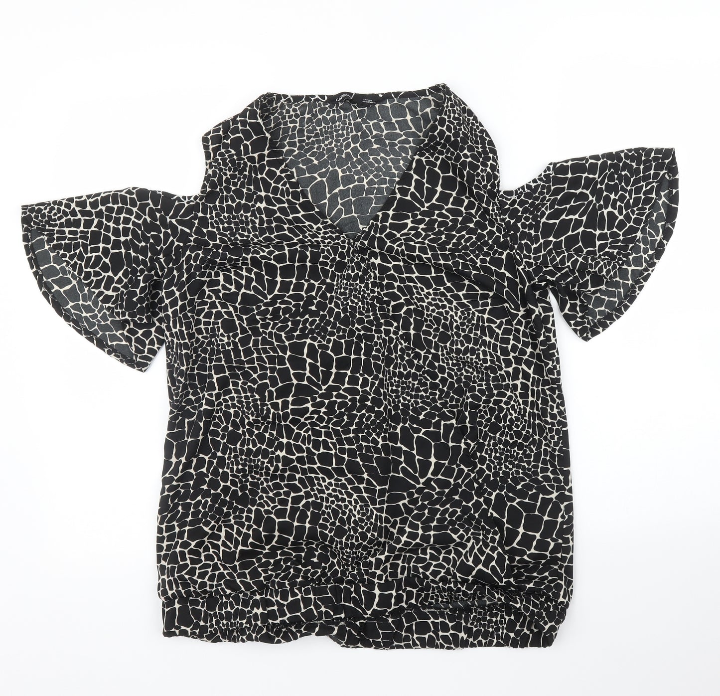 Capsule Womens Black Animal Print  Basic Blouse Size 12  - Giraffe print