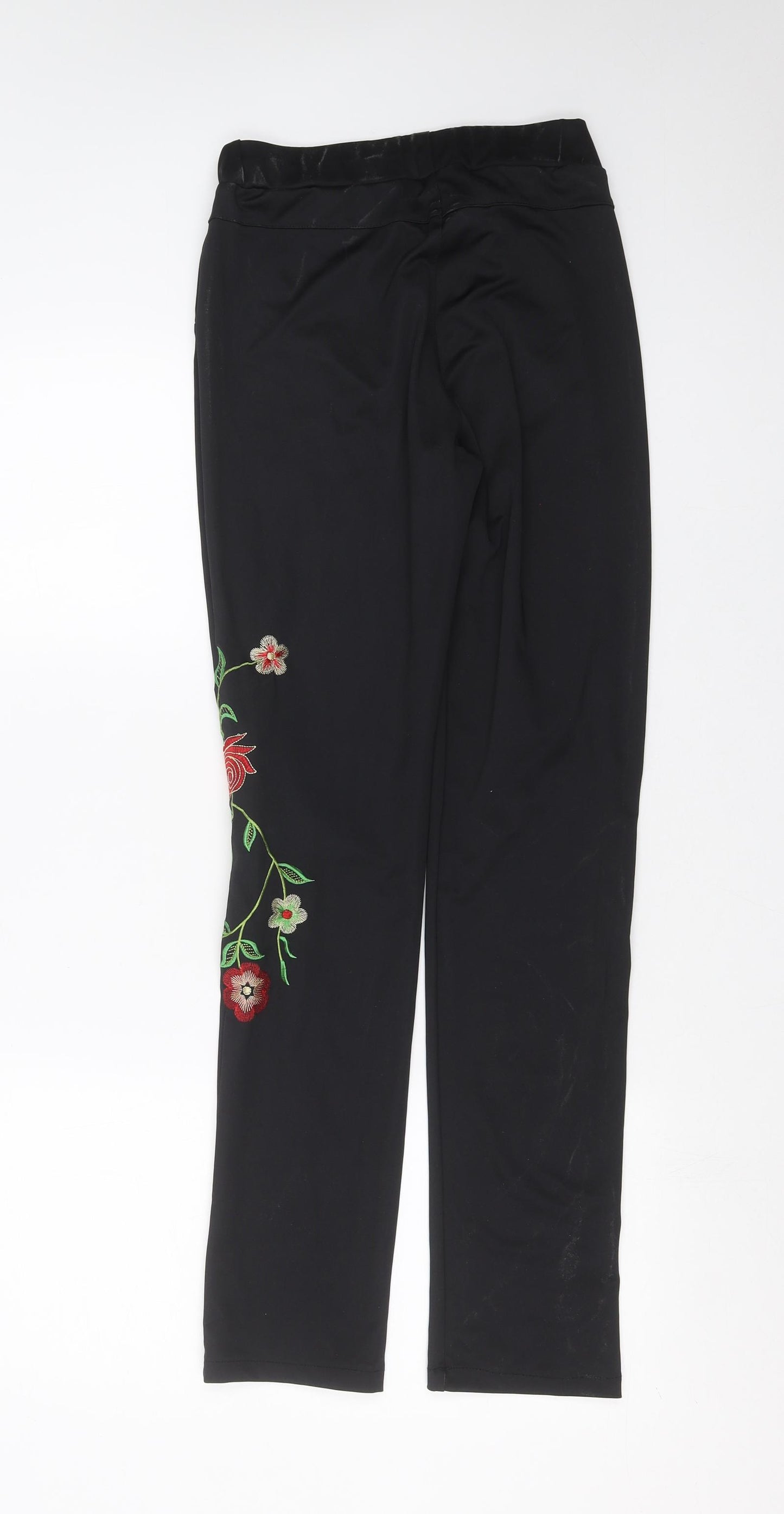 manolita Womens Black Floral  Trousers  Size XL L30 in - Floral embroidery