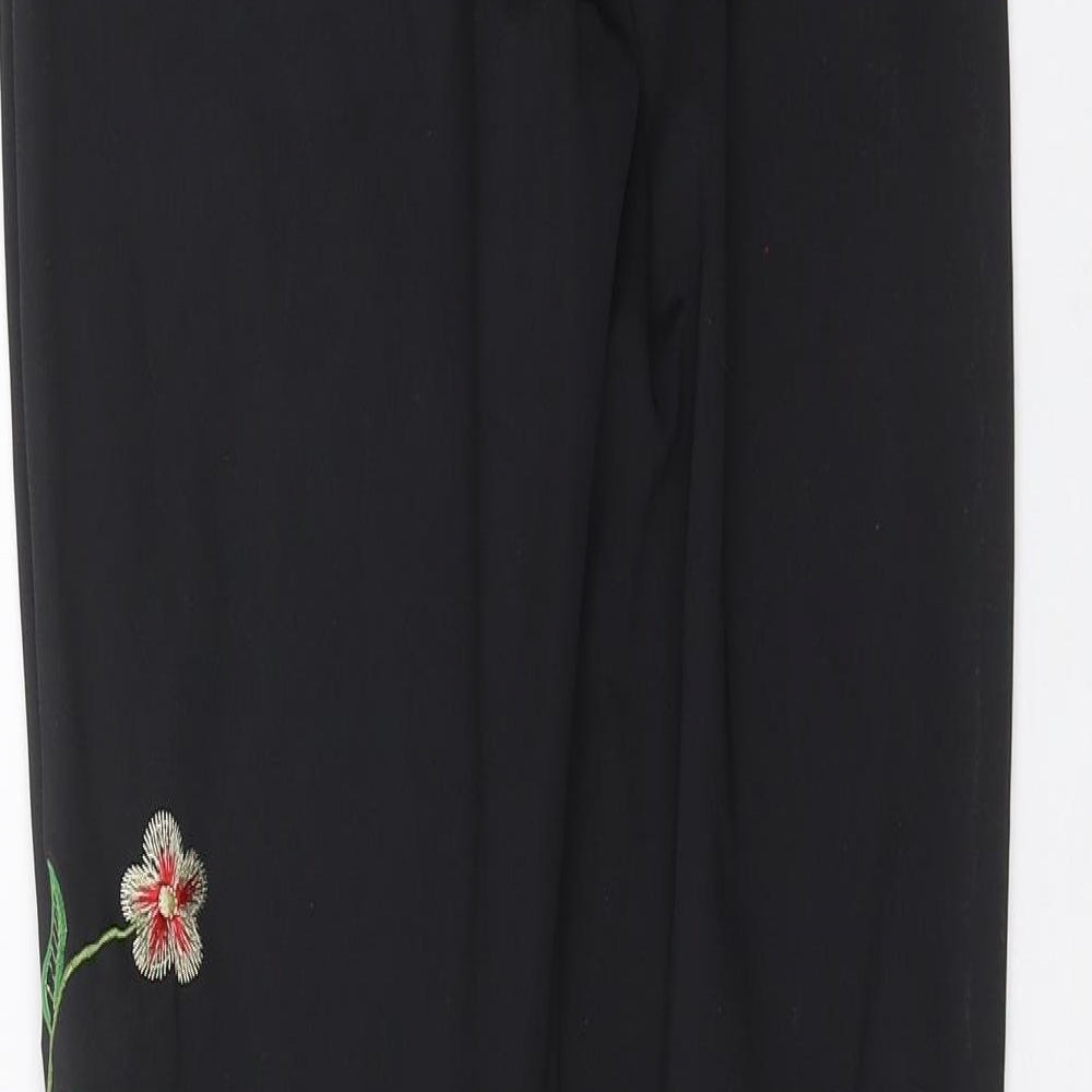 manolita Womens Black Floral  Trousers  Size XL L30 in - Floral embroidery