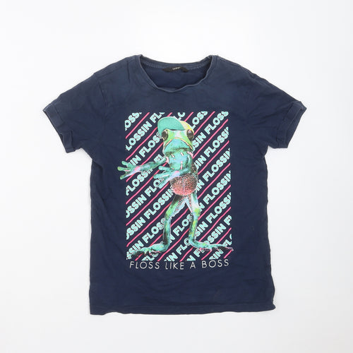 George Boys Blue   Basic T-Shirt Size 9-10 Years  - frog