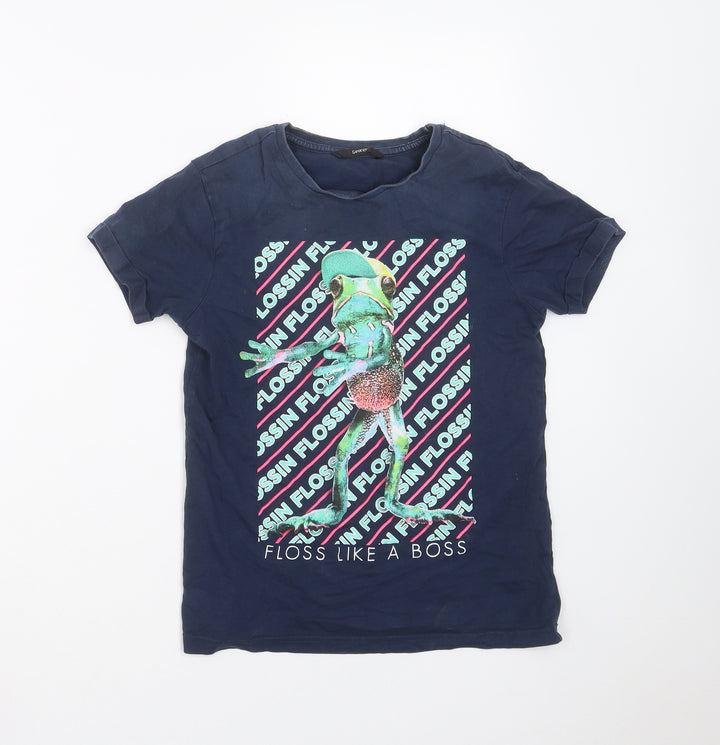 George Boys Blue Basic T-Shirt Size 9-10 Years - frog