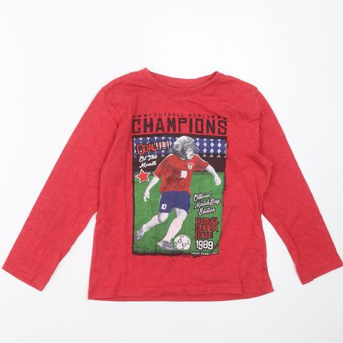 Primark Boys Red   Basic T-Shirt Size 8-9 Years  - football