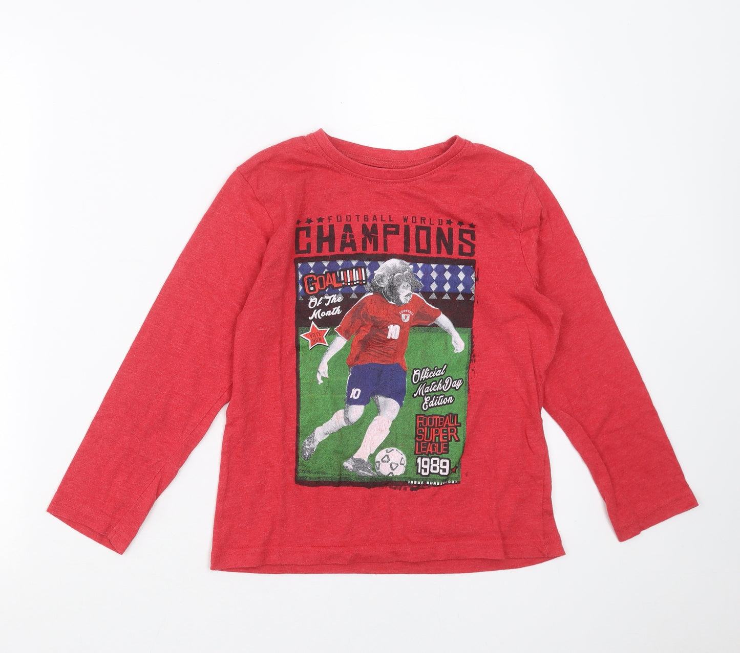 Primark Boys Red   Basic T-Shirt Size 8-9 Years  - football
