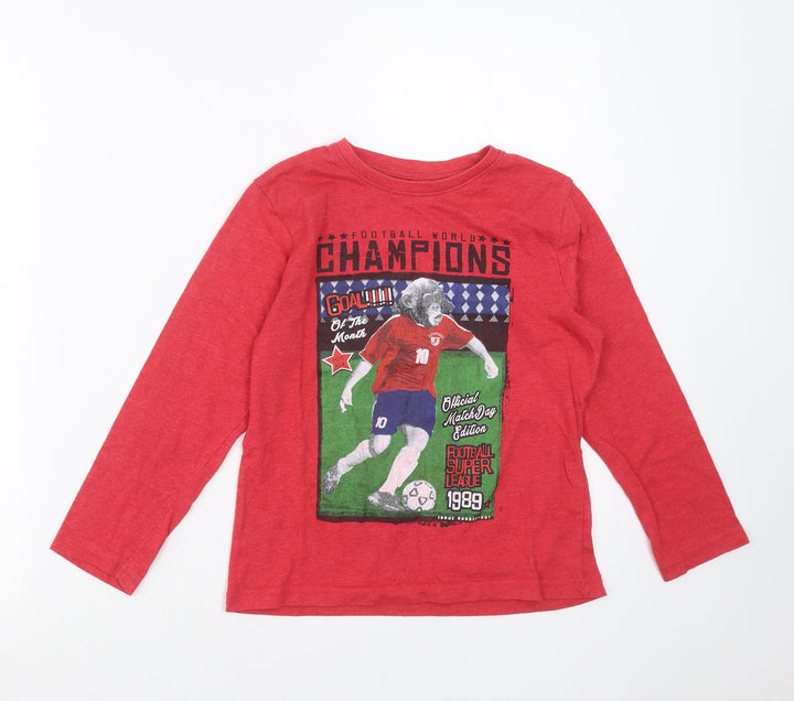 Primark Boys Red   Basic T-Shirt Size 8-9 Years  - football