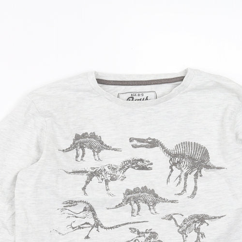 Primark Boys Grey   Basic T-Shirt Size 8-9 Years  - dinosaur