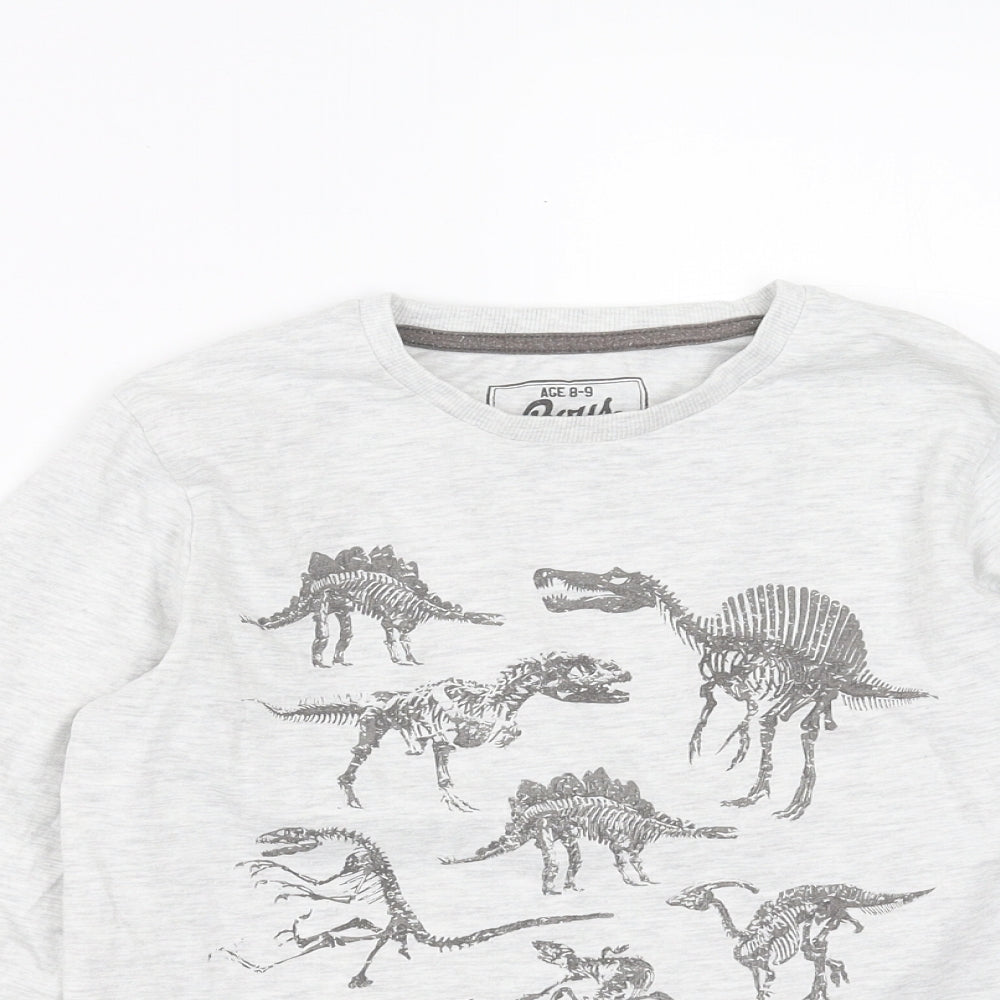 Primark Boys Grey   Basic T-Shirt Size 8-9 Years  - dinosaur
