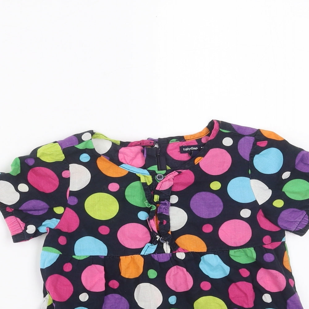Baby Gap Girls Blue Polka Dot  Basic T-Shirt Size 3 Years