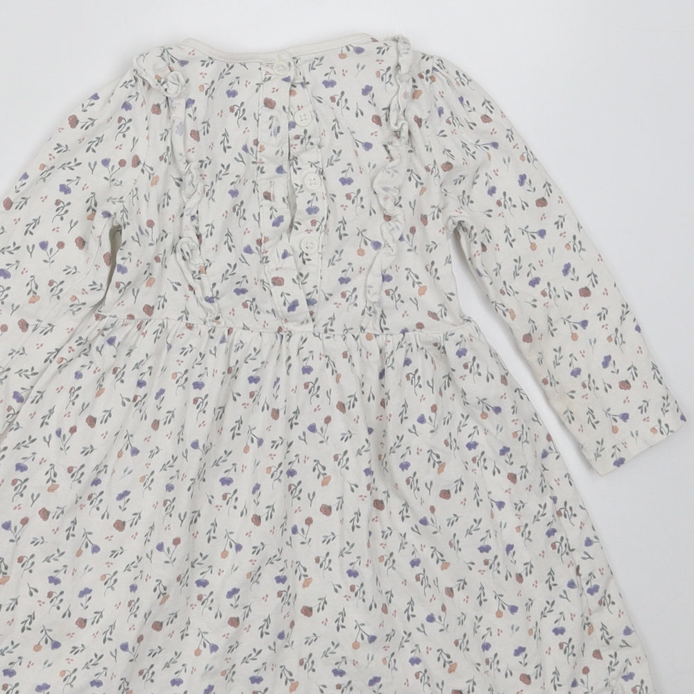 Matalan Girls White Floral  Fit & Flare  Size 12-18 Months
