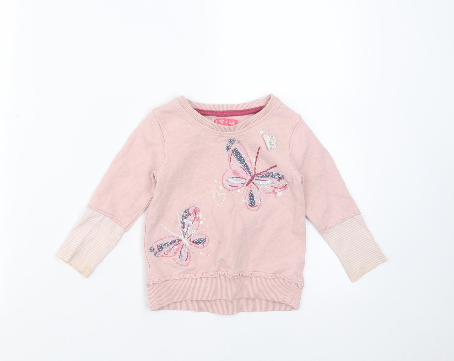 NEXT Girls Pink   Pullover Jumper Size 12-18 Months  - butterflies