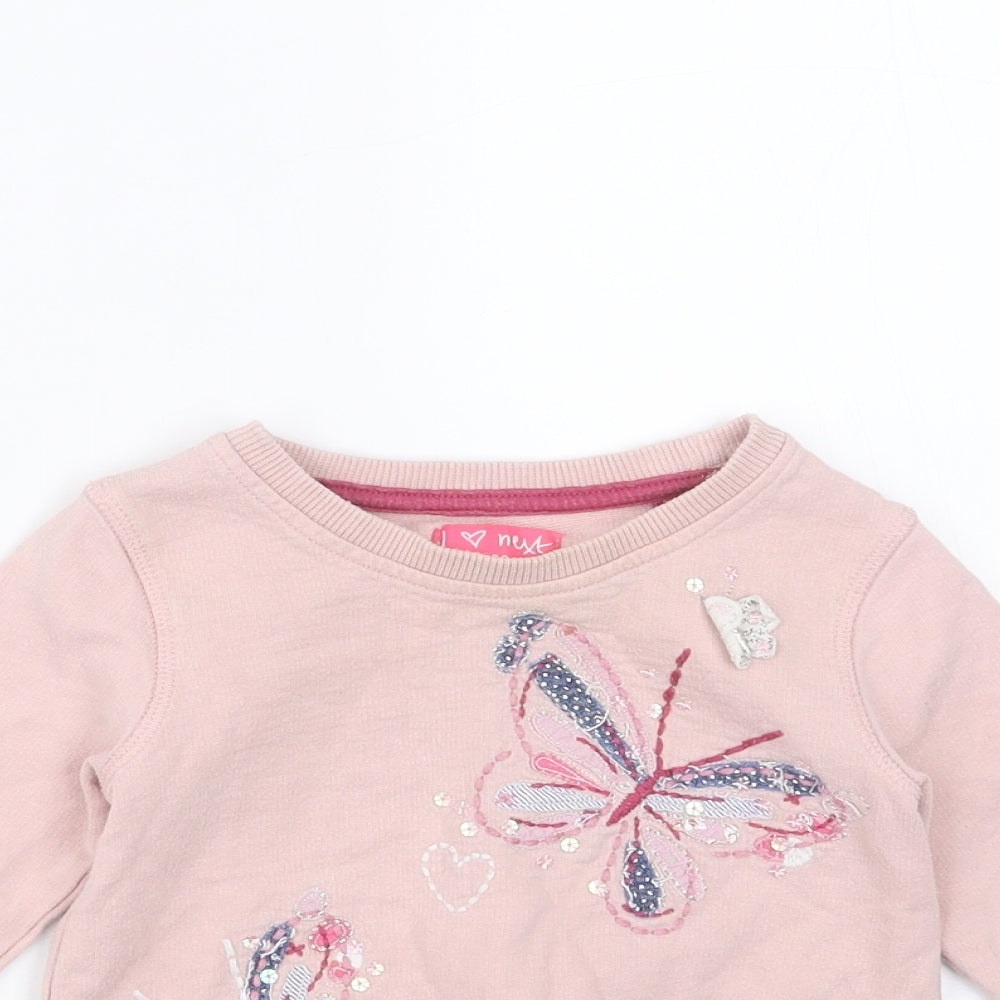 NEXT Girls Pink   Pullover Jumper Size 12-18 Months  - butterflies