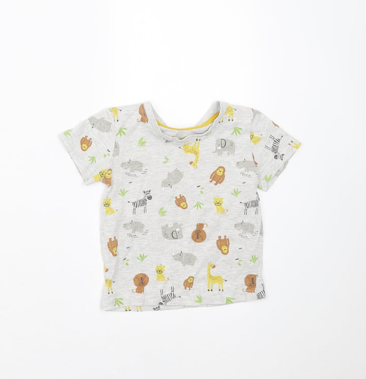 Primark Baby Grey Basic T-Shirt Size 12-18 Months - animals