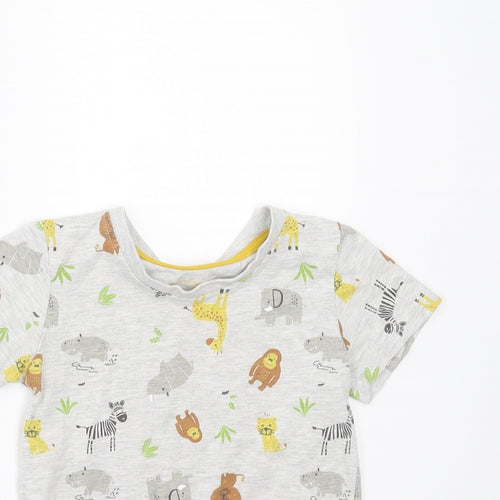 Primark Baby Grey   Basic T-Shirt Size 12-18 Months  - animals