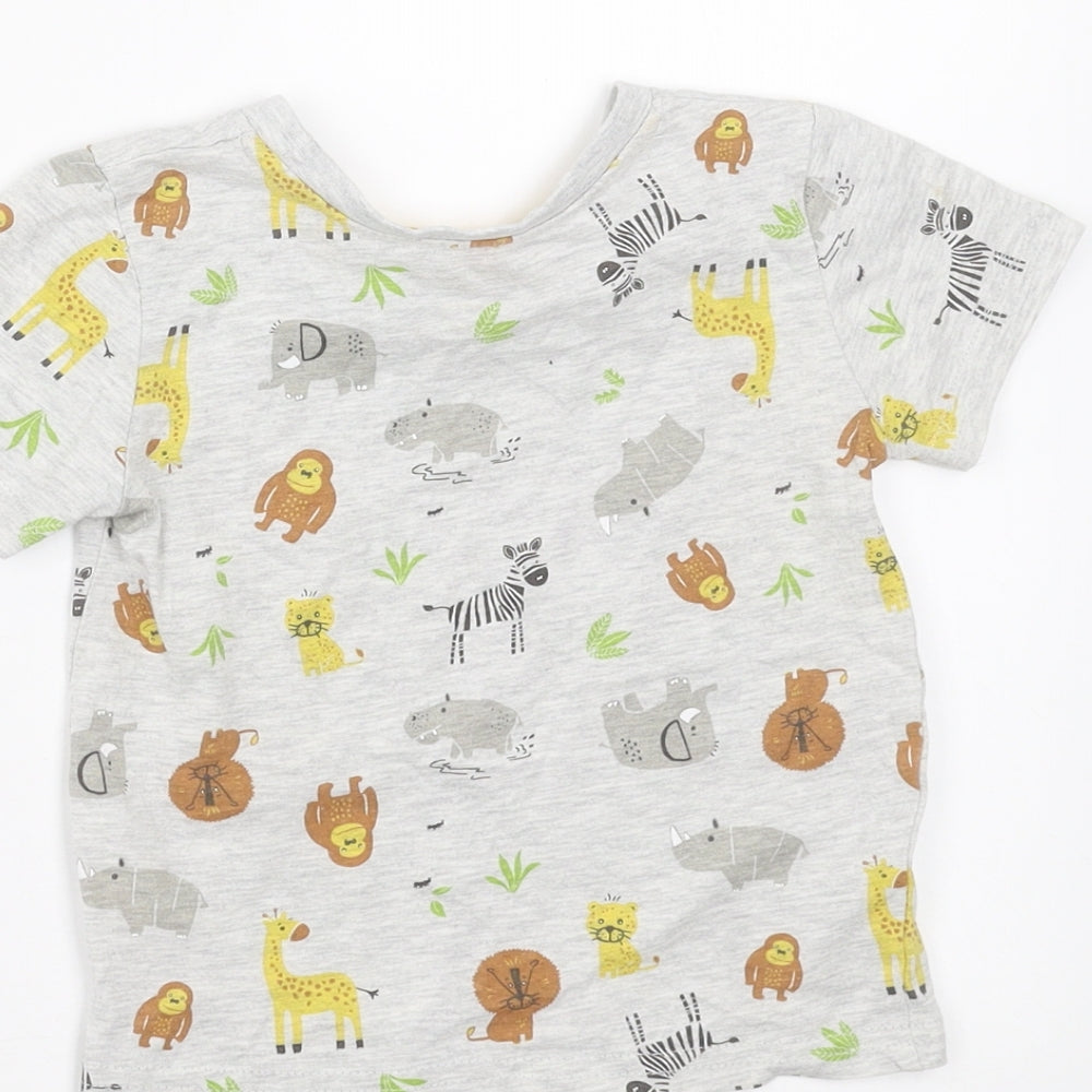 Primark Baby Grey   Basic T-Shirt Size 12-18 Months  - animals