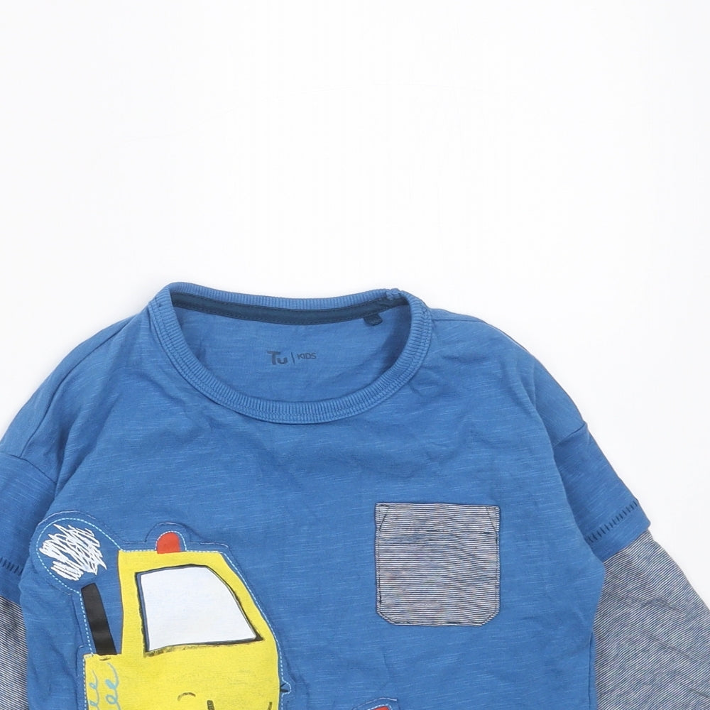 TU Boys Blue   Basic T-Shirt Size 18-24 Months  - digger