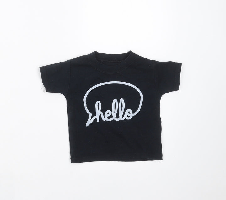 Preworn Baby Black   Basic T-Shirt Size 3-6 Months  - hello