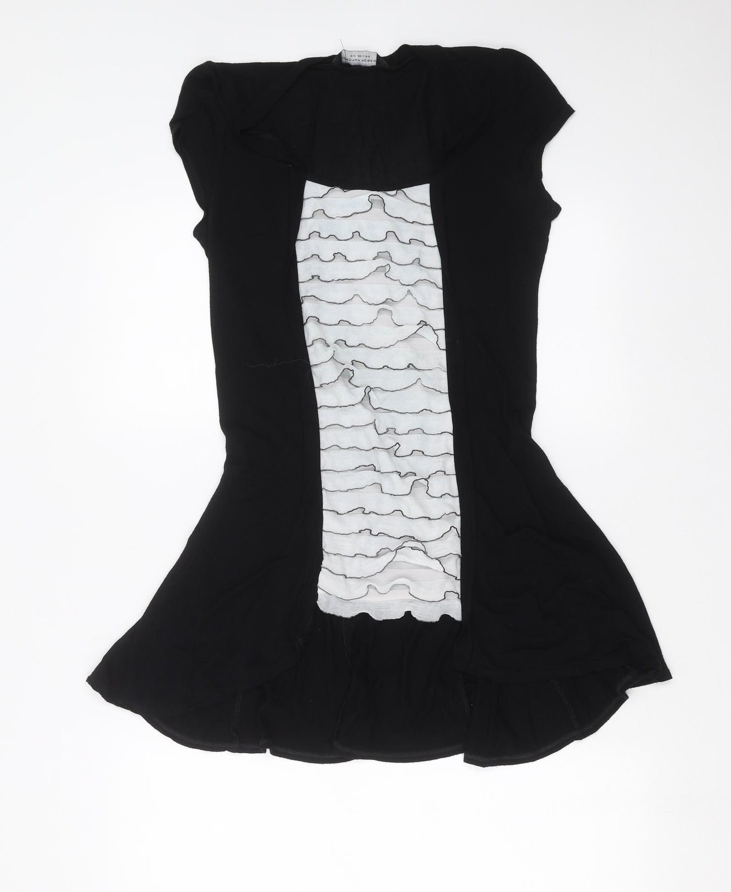 Dorothy Perkins Womens Black   Basic T-Shirt Size 12  - Ruffle detail