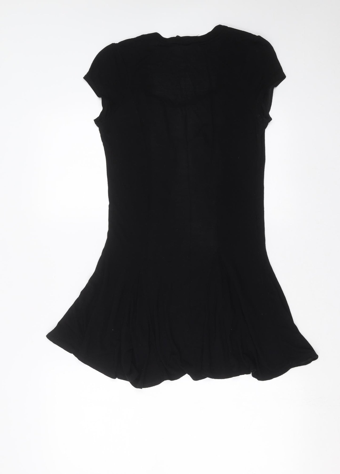 Dorothy Perkins Womens Black   Basic T-Shirt Size 12  - Ruffle detail