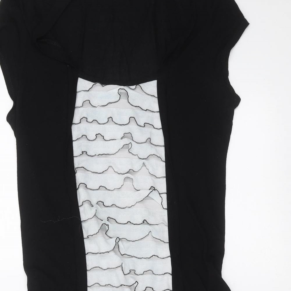 Dorothy Perkins Womens Black   Basic T-Shirt Size 12  - Ruffle detail