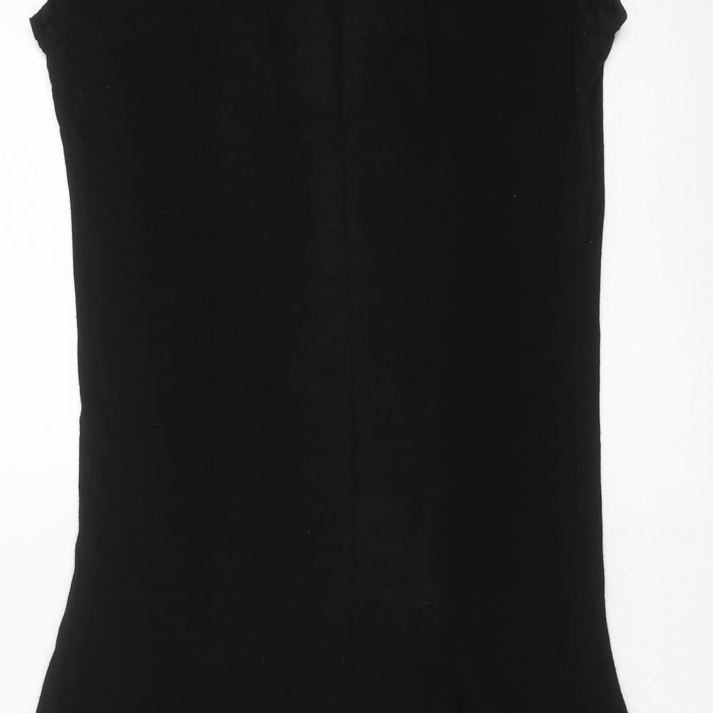 Dorothy Perkins Womens Black   Basic T-Shirt Size 12  - Ruffle detail