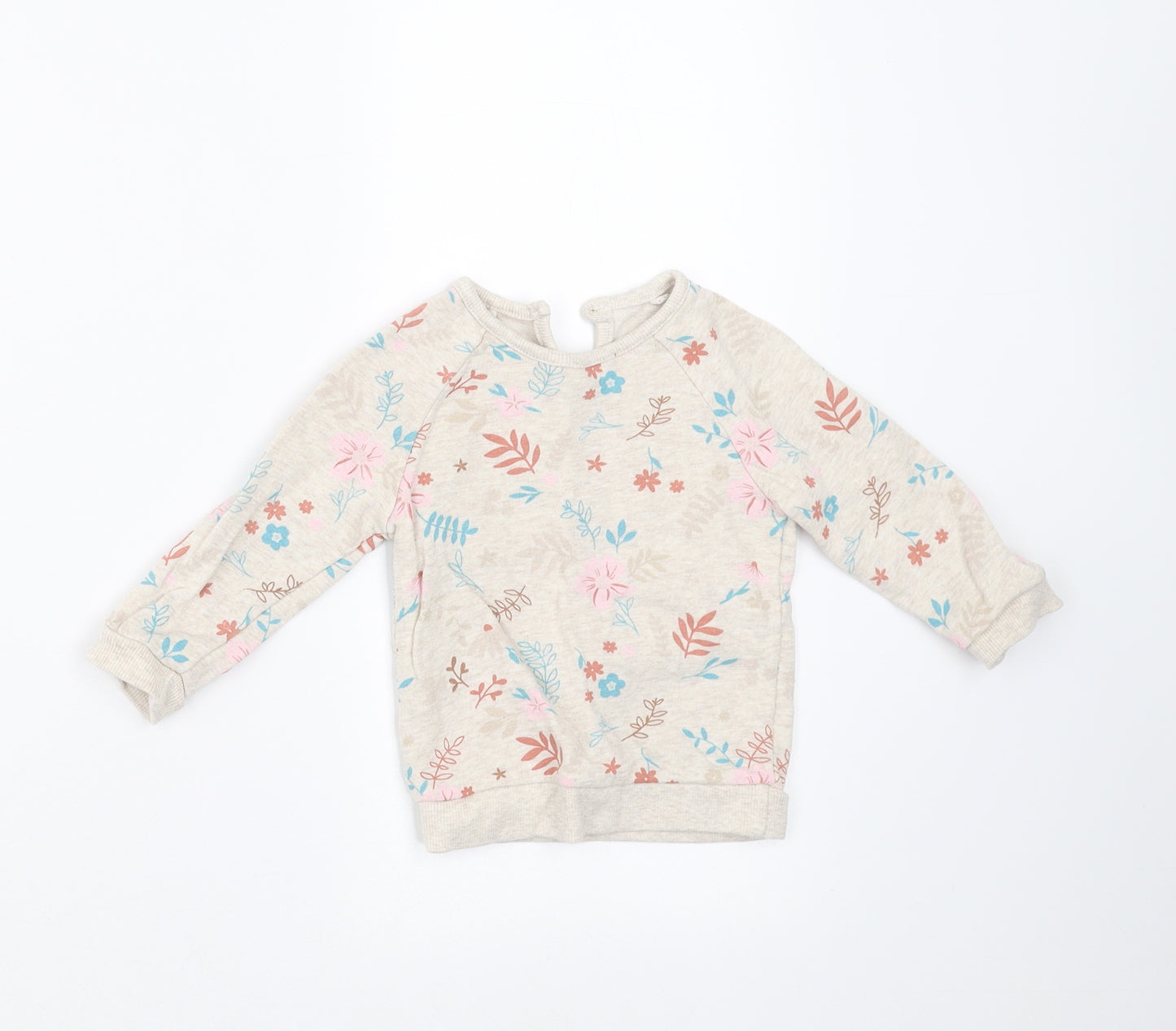 George Girls Beige Floral  Pullover Jumper Size 6-9 Months