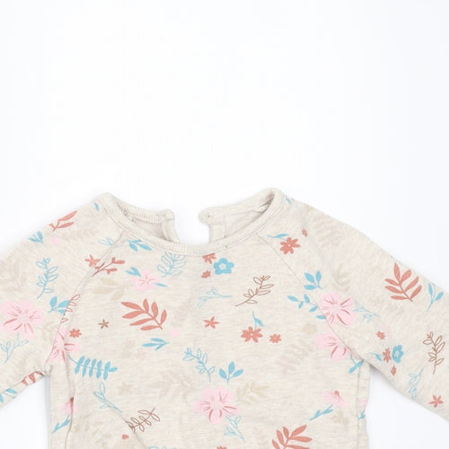 George Girls Beige Floral  Pullover Jumper Size 6-9 Months
