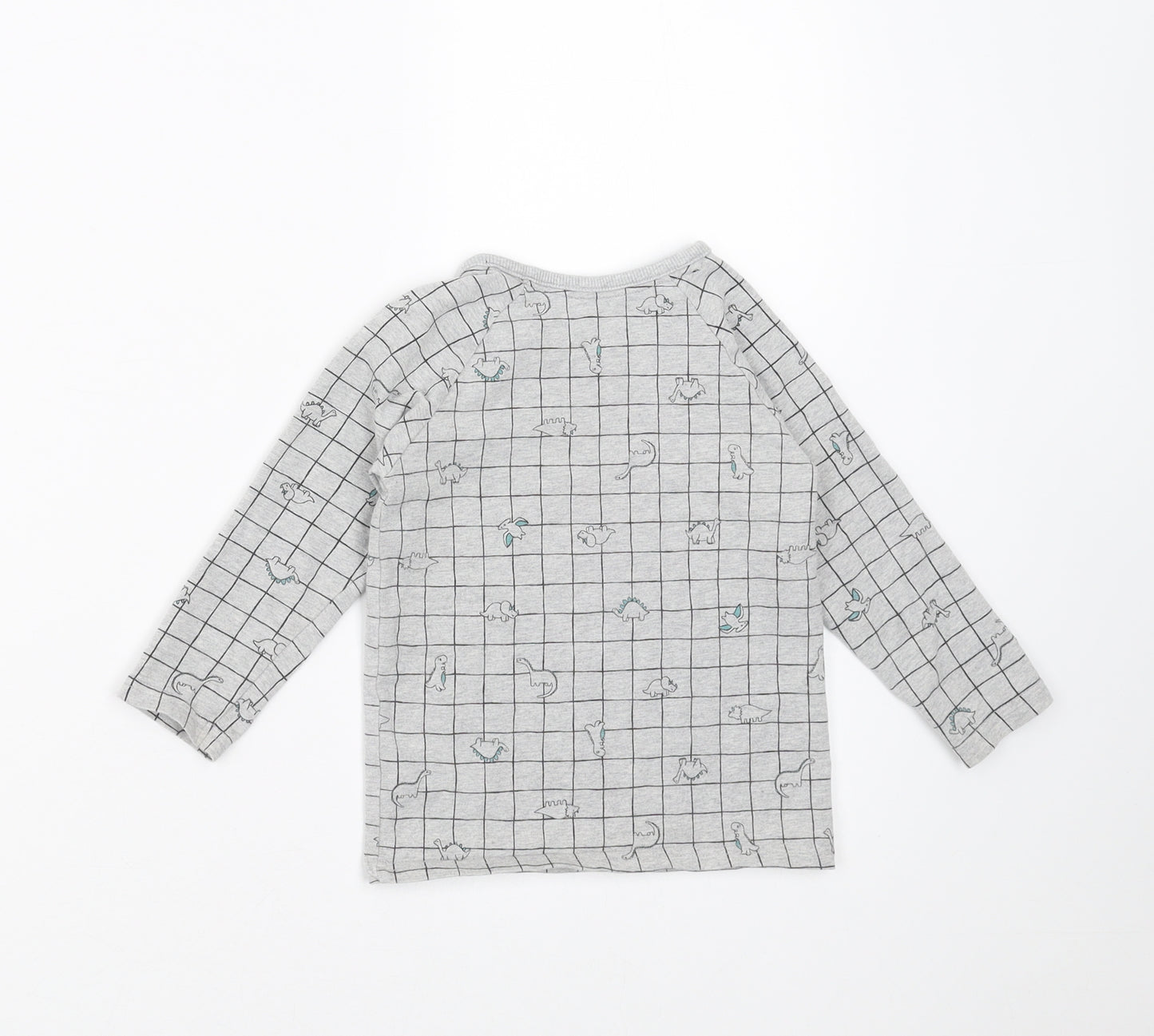 George Boys Grey Check  Basic T-Shirt Size 12-18 Months  - dinosaur