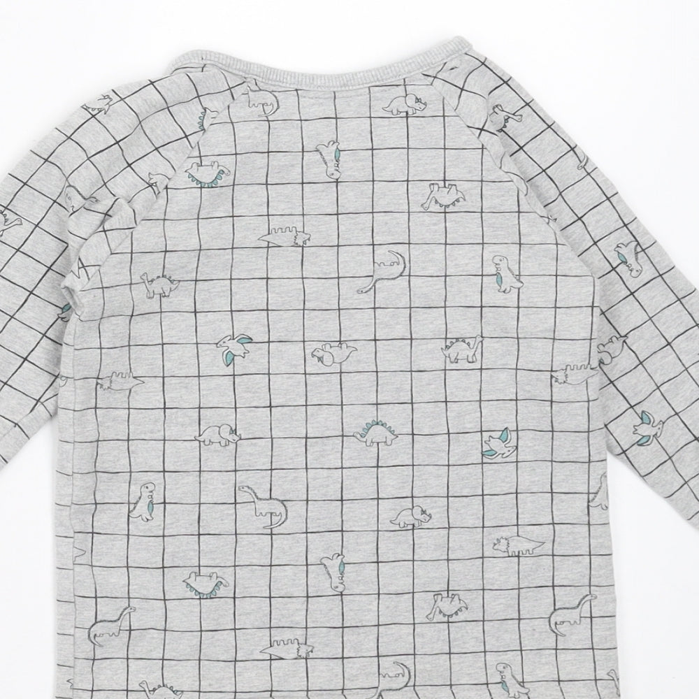 George Boys Grey Check  Basic T-Shirt Size 12-18 Months  - dinosaur