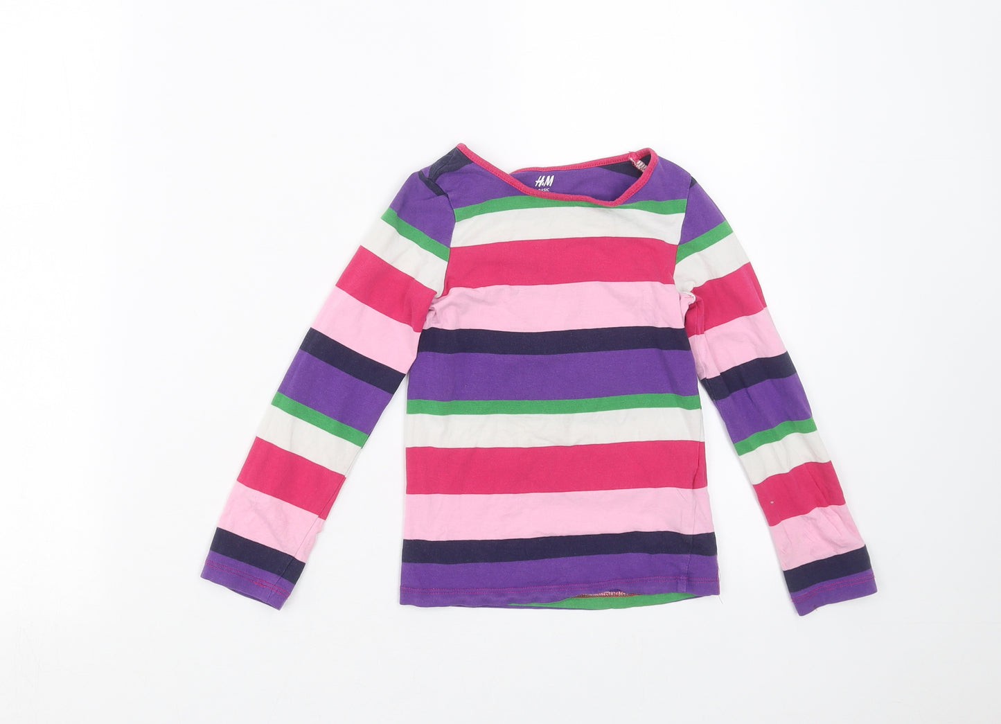 H&M Girls Multicoloured Striped  Basic T-Shirt Size 4-5 Years