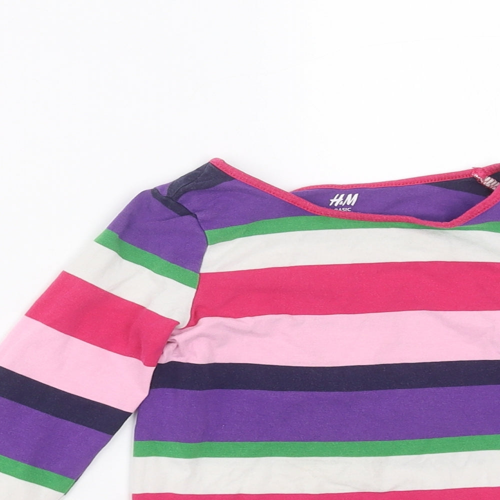 H&M Girls Multicoloured Striped  Basic T-Shirt Size 4-5 Years