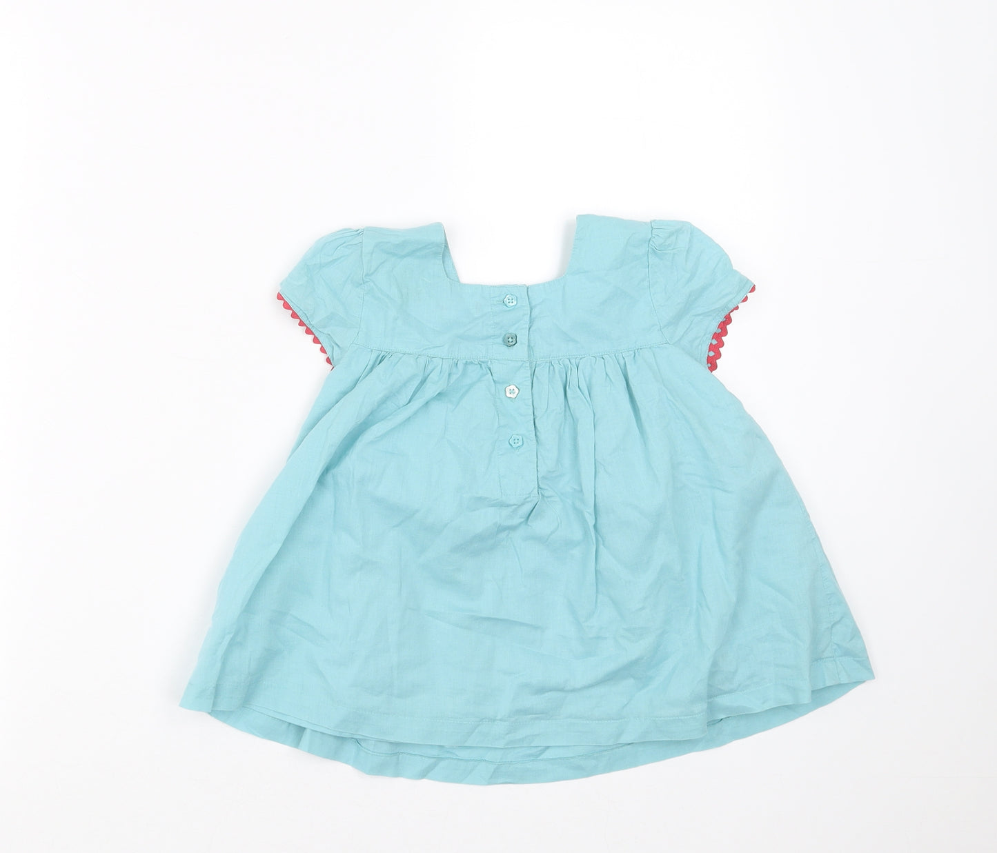 Marks and Spencer Girls Blue Floral  Basic Blouse Size 2-3 Years  - Floral embroidery