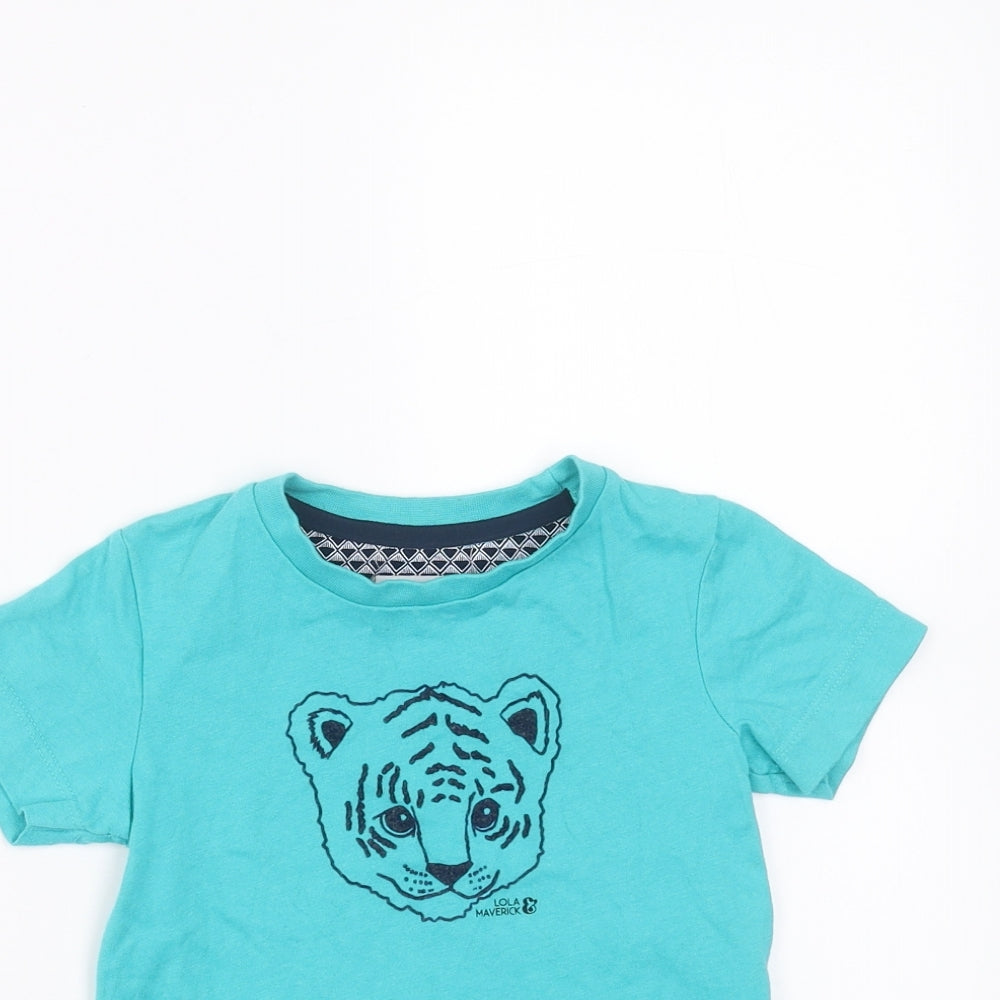 Lola Maverick Baby Blue   Basic T-Shirt Size 12-18 Months  - tiger