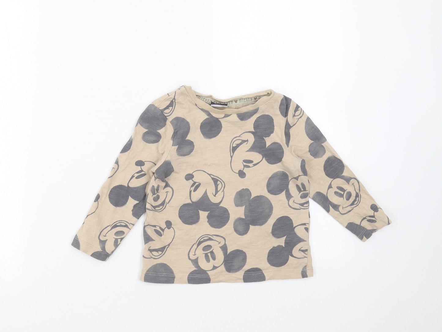 George Baby Beige   Basic T-Shirt Size 18-24 Months  - mickey mouse