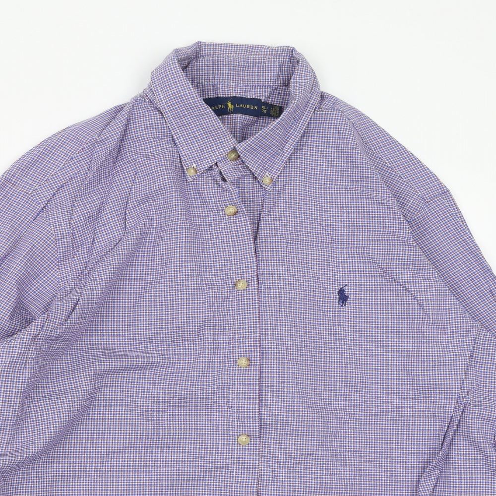 Ralph Lauren Mens Blue Check   Button-Up Size XL