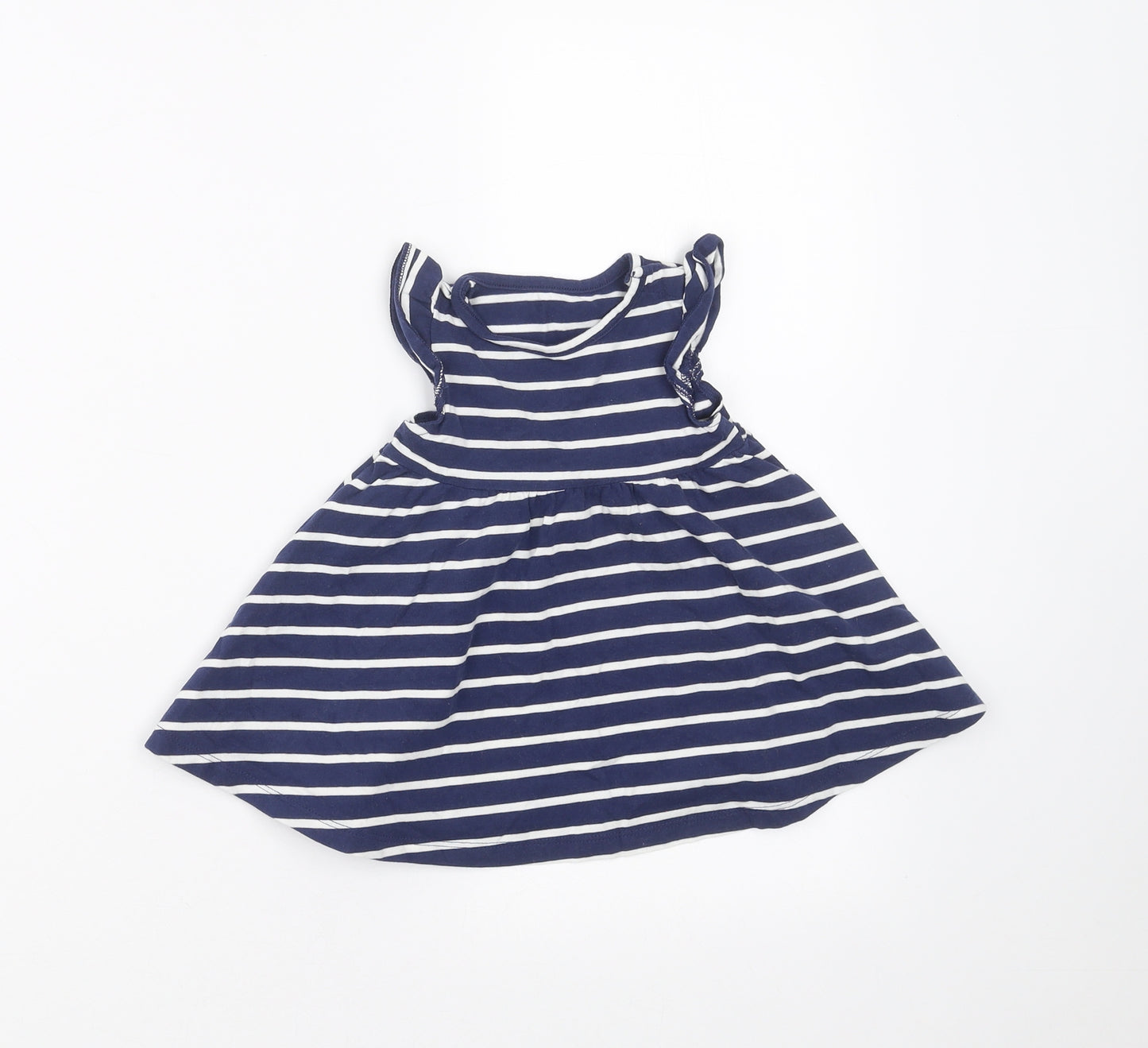 Marks and Spencer Girls Blue Striped  Fit & Flare  Size 0-3 Months