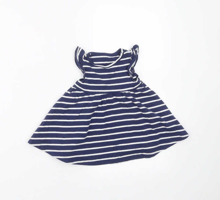 Marks and Spencer Girls Blue Striped  Fit & Flare  Size 0-3 Months